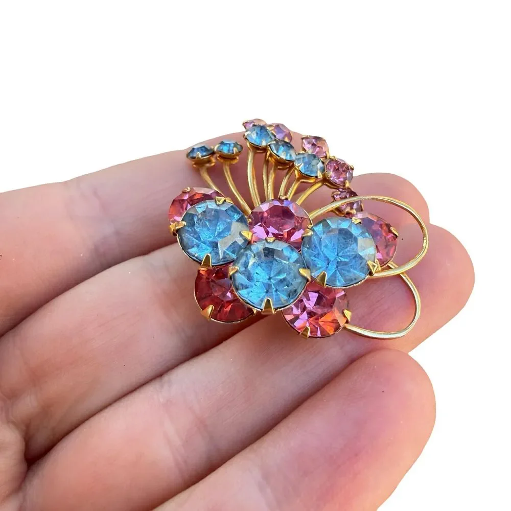 Vintage Jewelry Gender Reveal Jewelry Pink and Blue Brooch